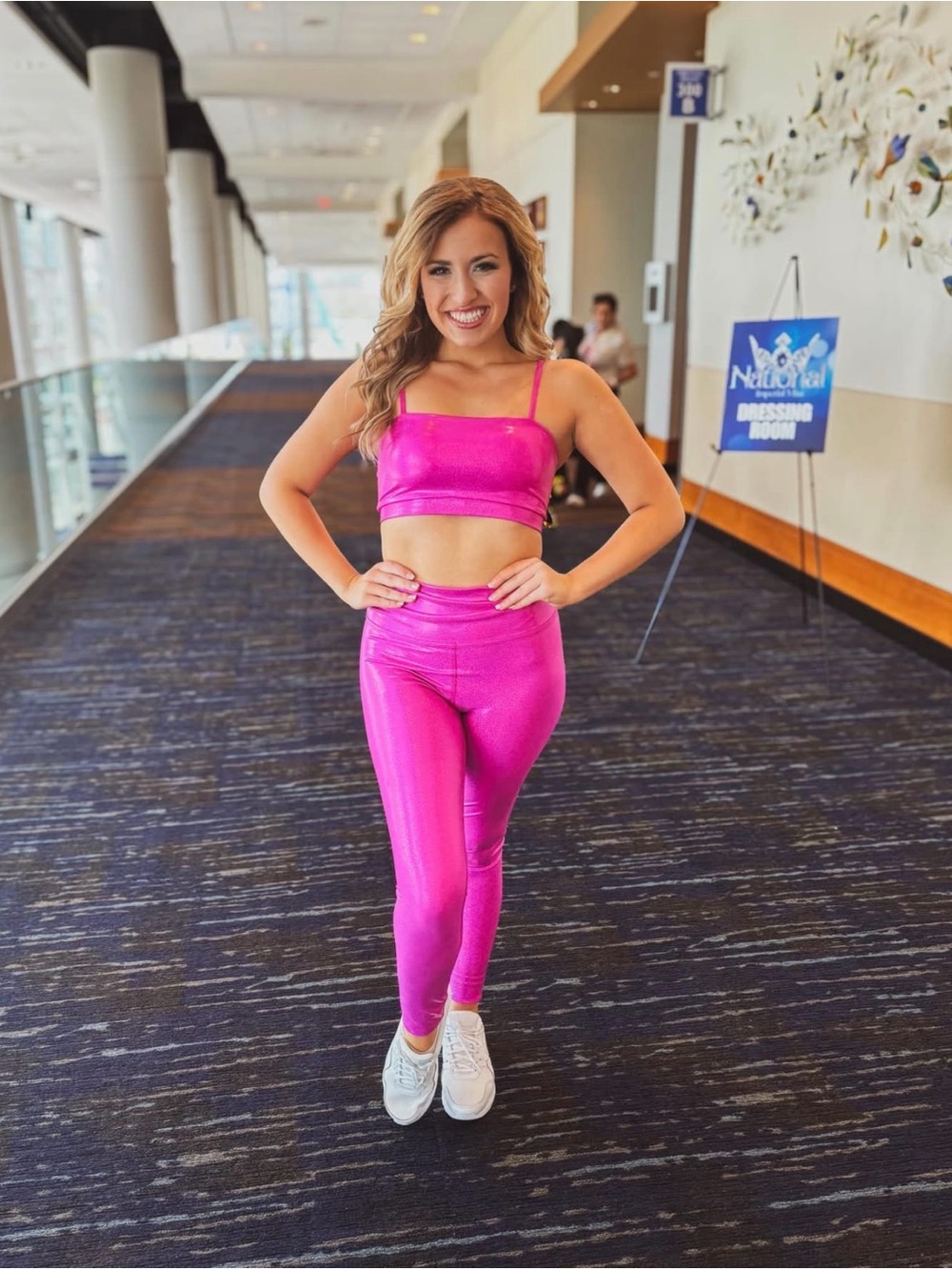 REVOLVE Hot Pink Shimmer Workout Tank & Leggings Set